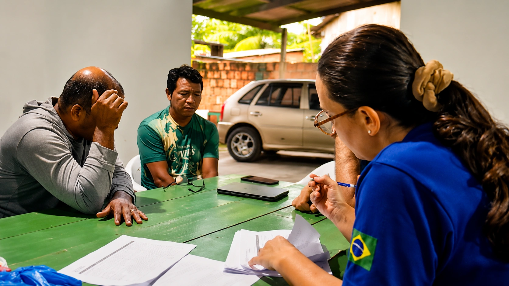 Equipe do Projeto Fronteiras em conversa de campo com moradores locais